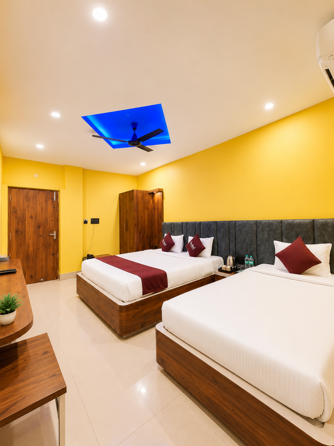 Family Room at Asha Palace with twin beds