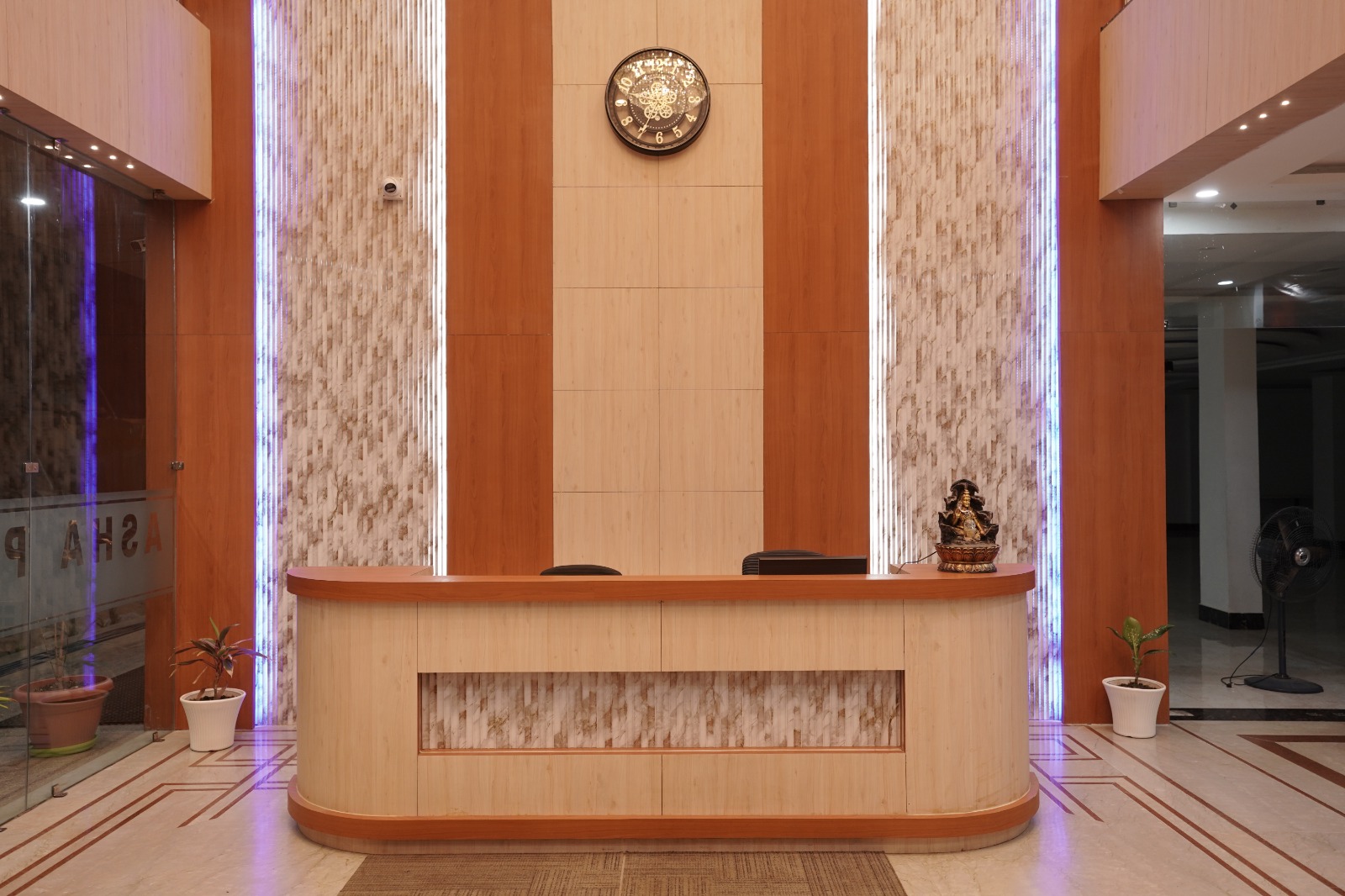 Reception desk at Asha Palace, Deoghar